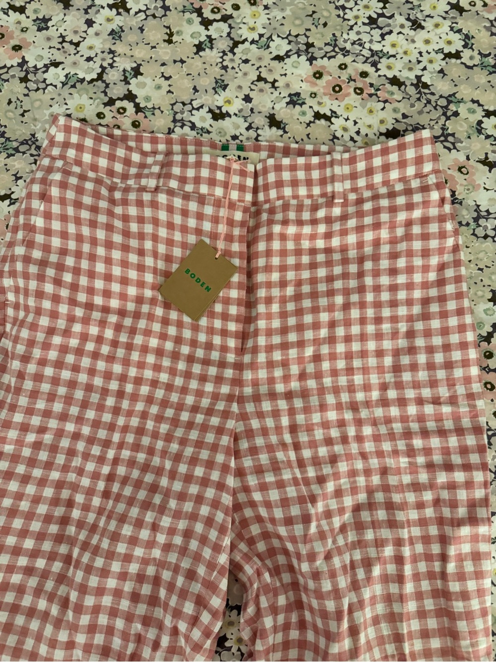 NWT Boden Pink & White Gingham Pants – US Size 10 Regular - Picture 2 of 3
